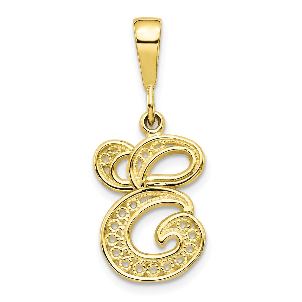 10K Gold Initial E Pendant with Polished Finish Elegant Design