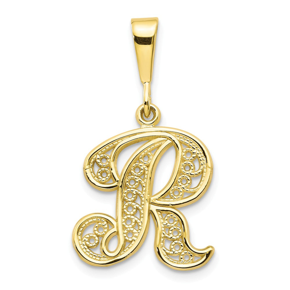 10K Gold Initial R Pendant in Yellow Gold, Elegant and Personal