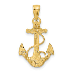 10K Solid Polished Anchor Pendant