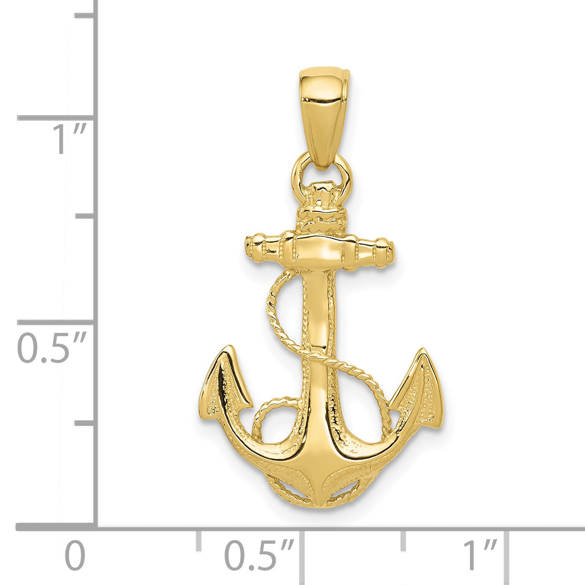 10K Solid Polished Anchor Pendant