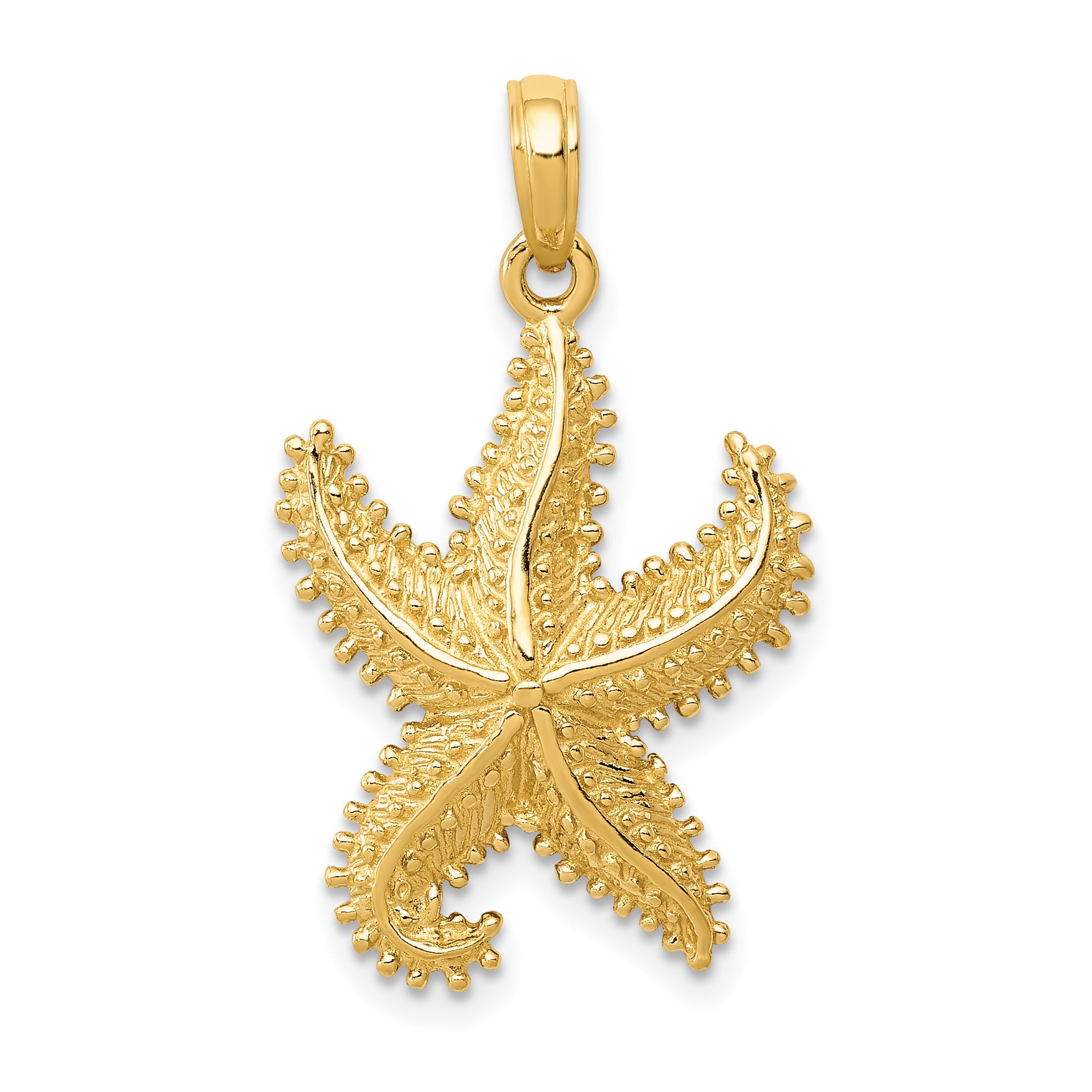 10K Polished Open-Backed Starfish Pendant