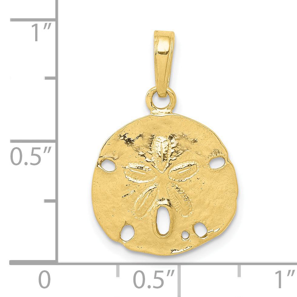 10K Polished Sand Dollar Pendant