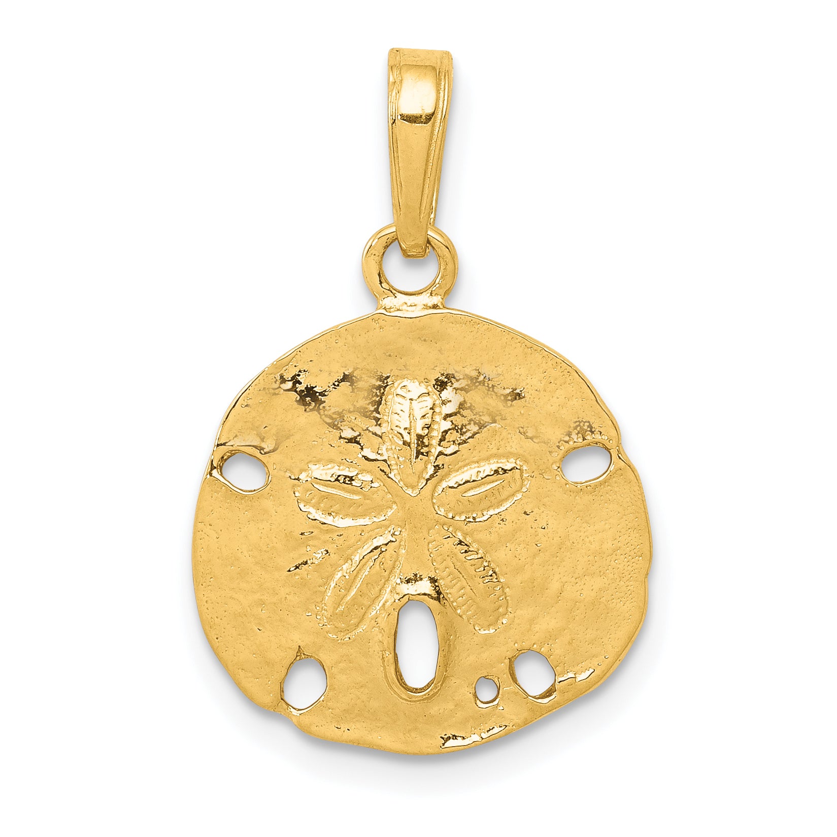 10K Polished Sand Dollar Pendant