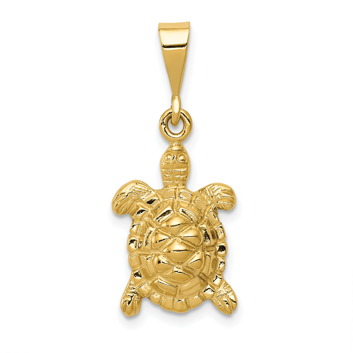 10k Solid Polished Open-Backed Sea Turtle Charm