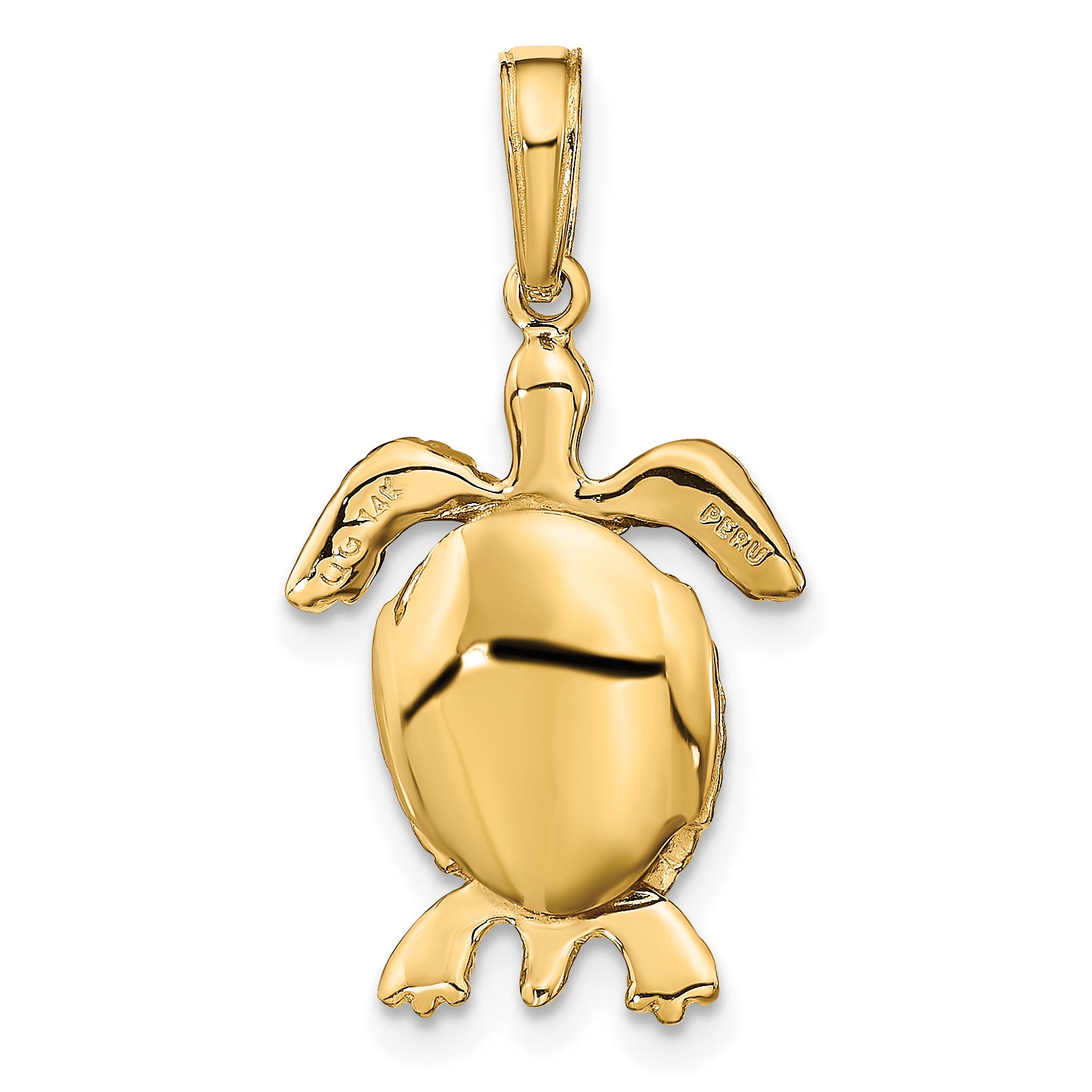 10k 3-D Moveable Turtle Pendant