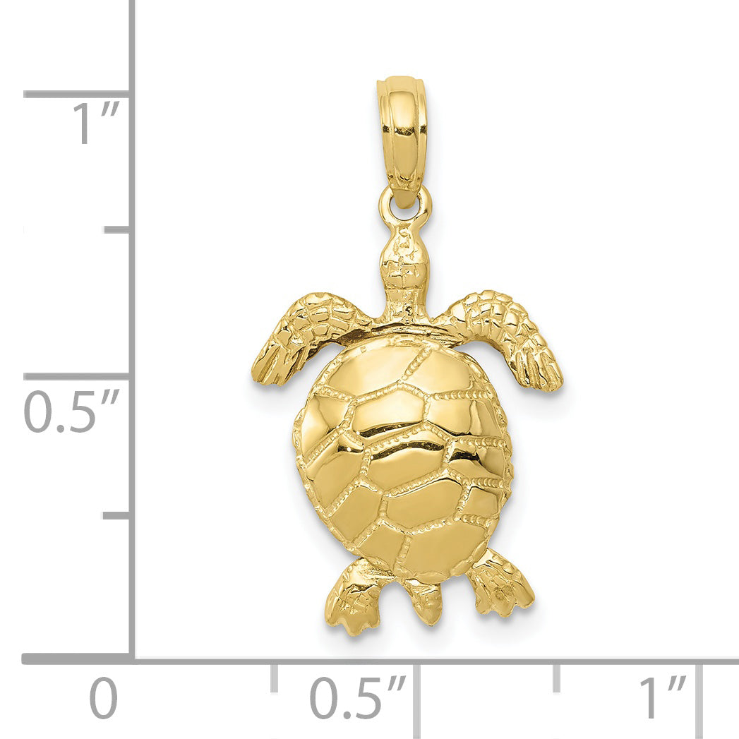 10k 3-D Moveable Turtle Pendant