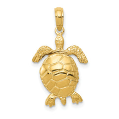 10k 3-D Moveable Turtle Pendant