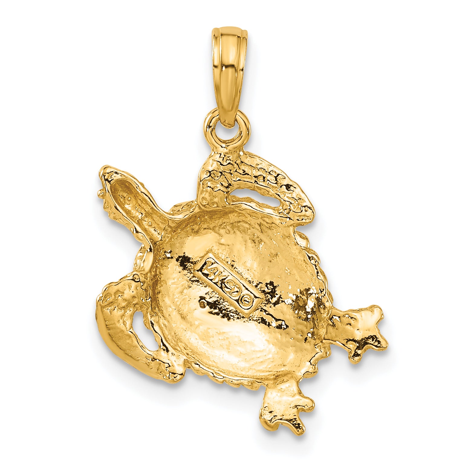 10K Solid Polished Open-Backed Turtle Pendant