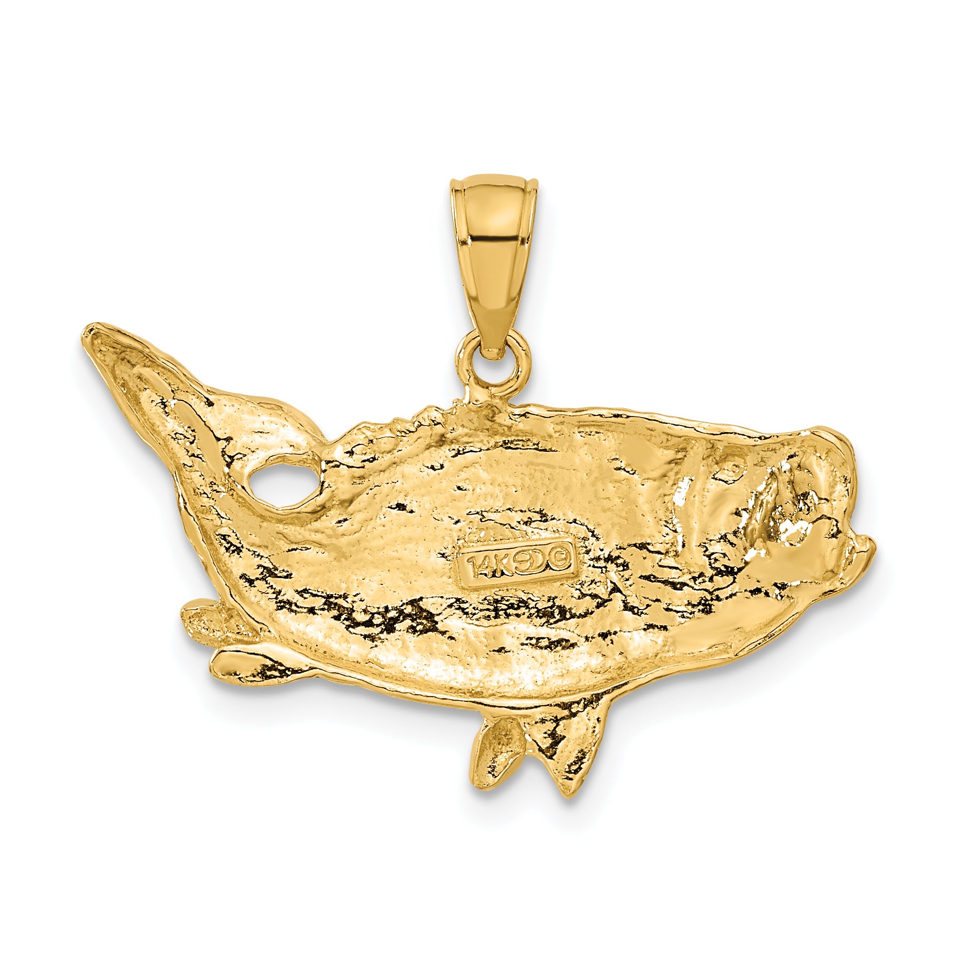 10K Polished Open-Backed Bass Fish Pendant