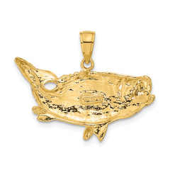 10K Polished Open-Backed Bass Fish Pendant