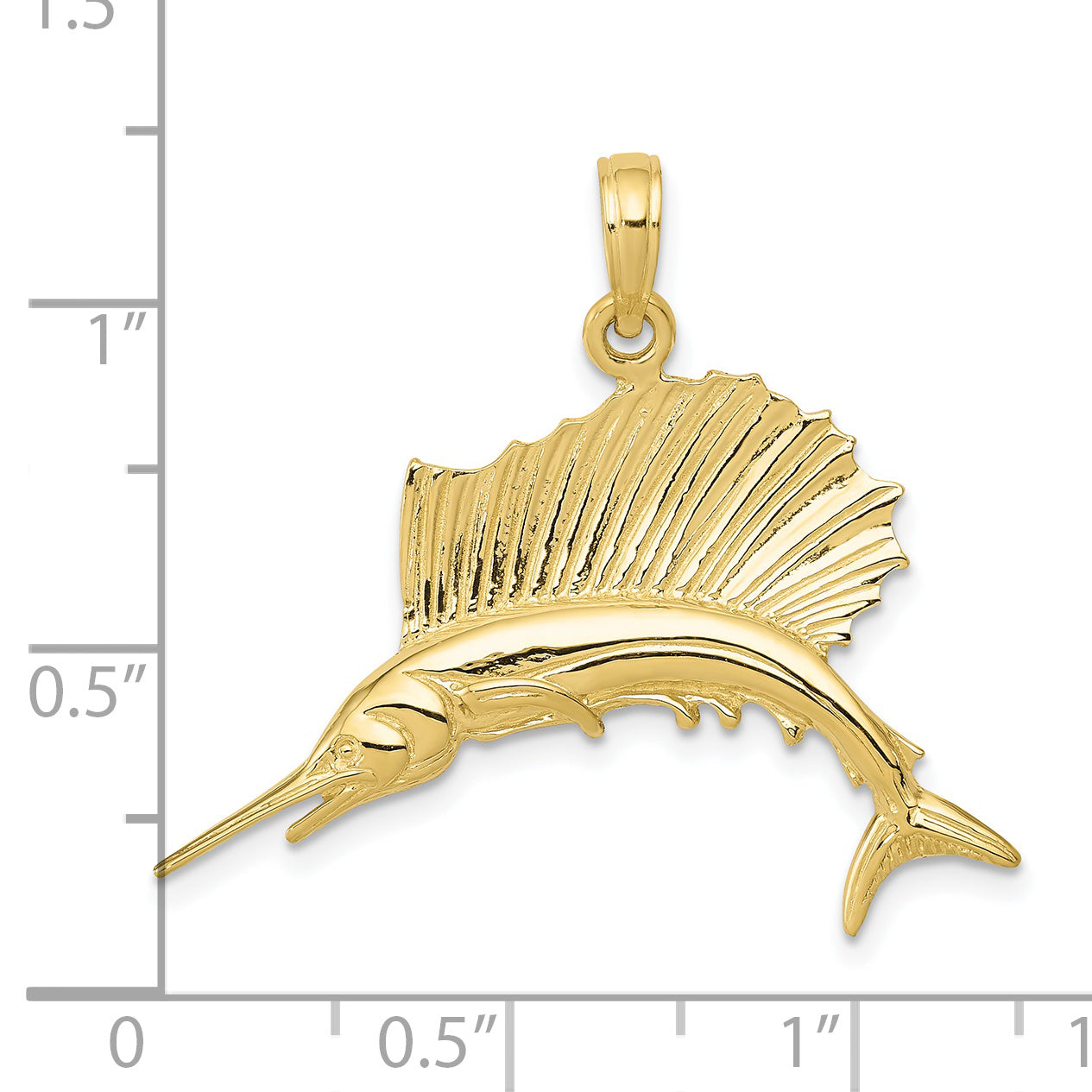 10k Polished Sailfish Pendant