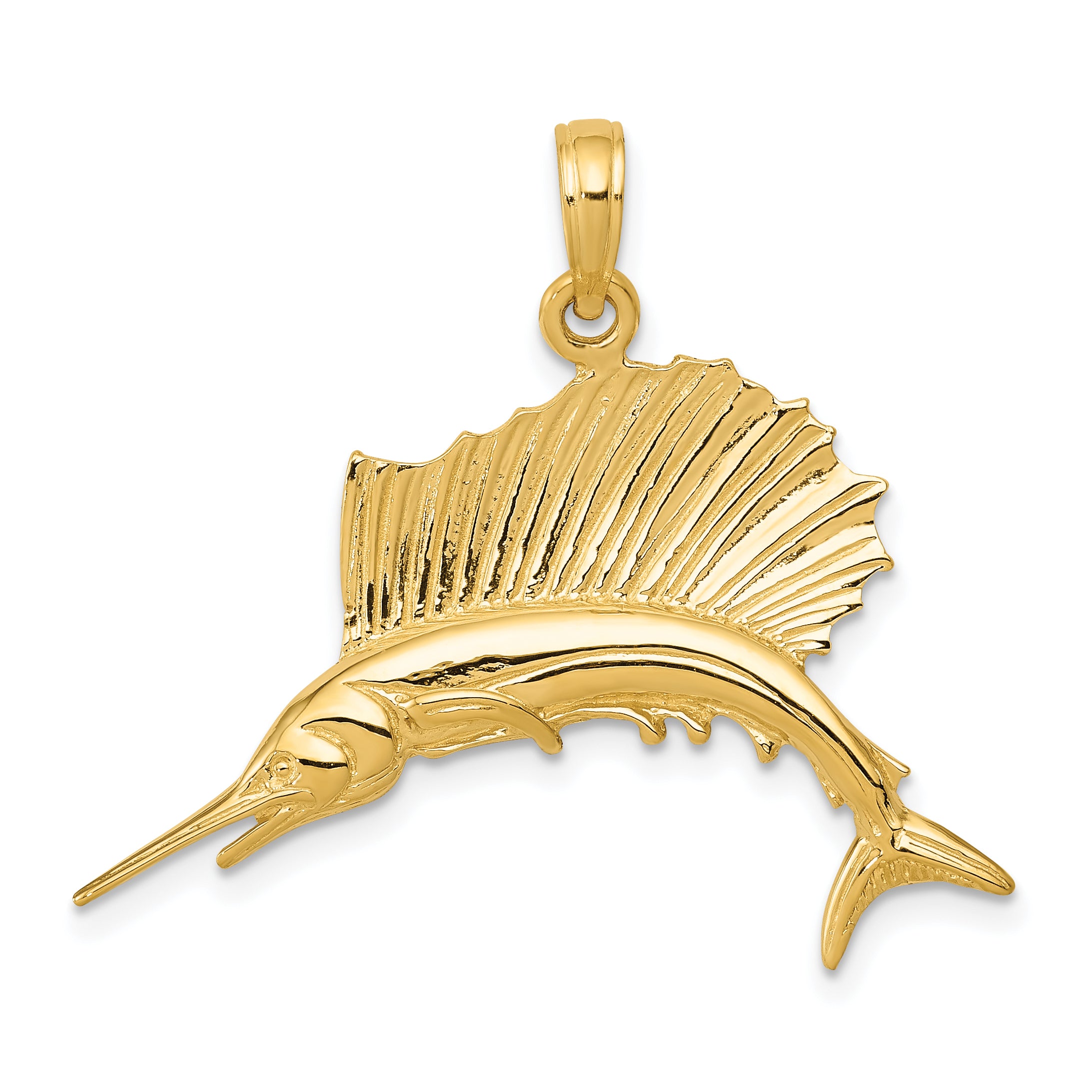 10k Polished Sailfish Pendant