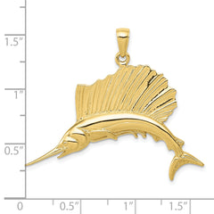 10k Polished Sailfish Pendant