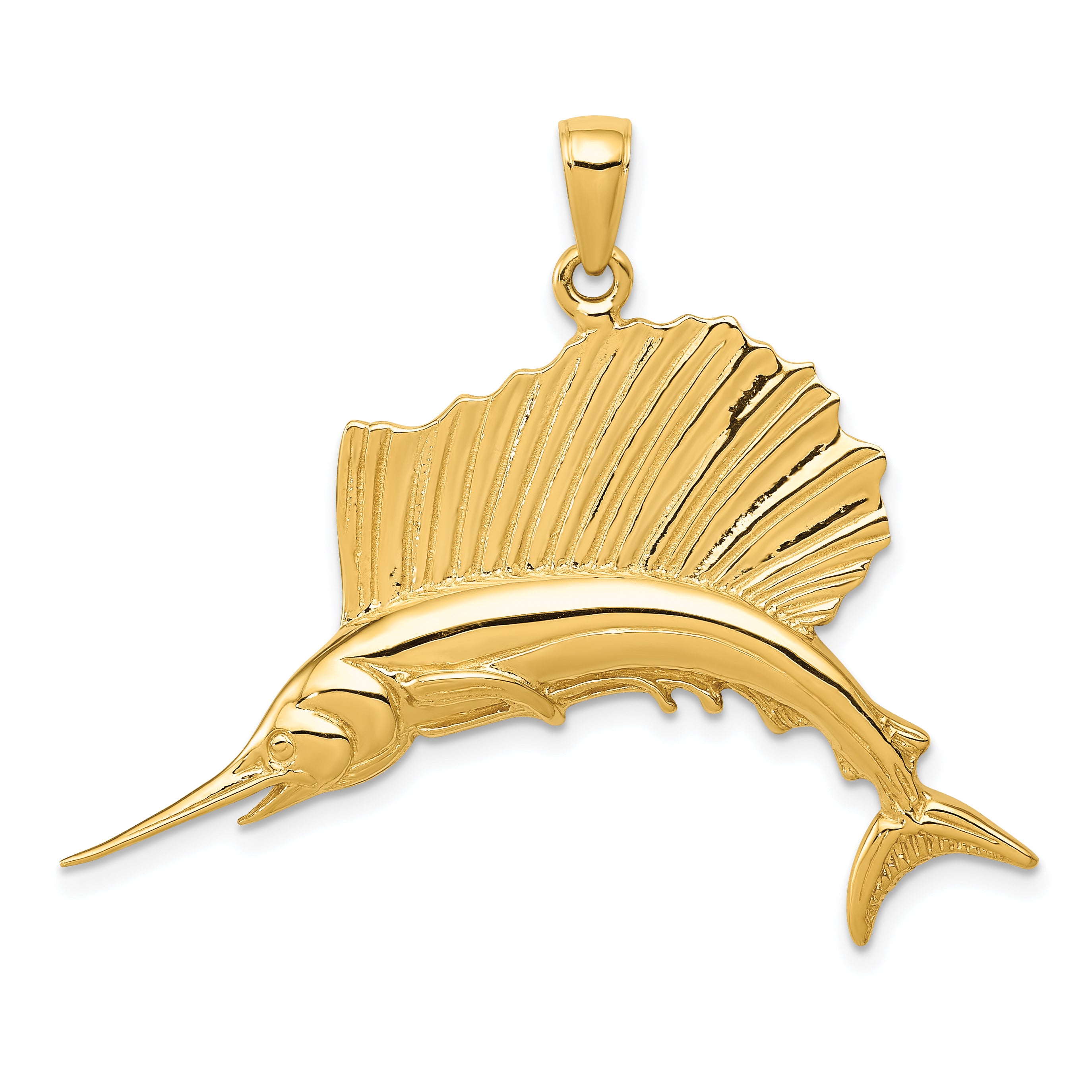 10k Polished Sailfish Pendant