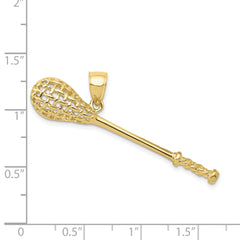 10K Solid Polished 3-D Lacrosse Stick Pendant