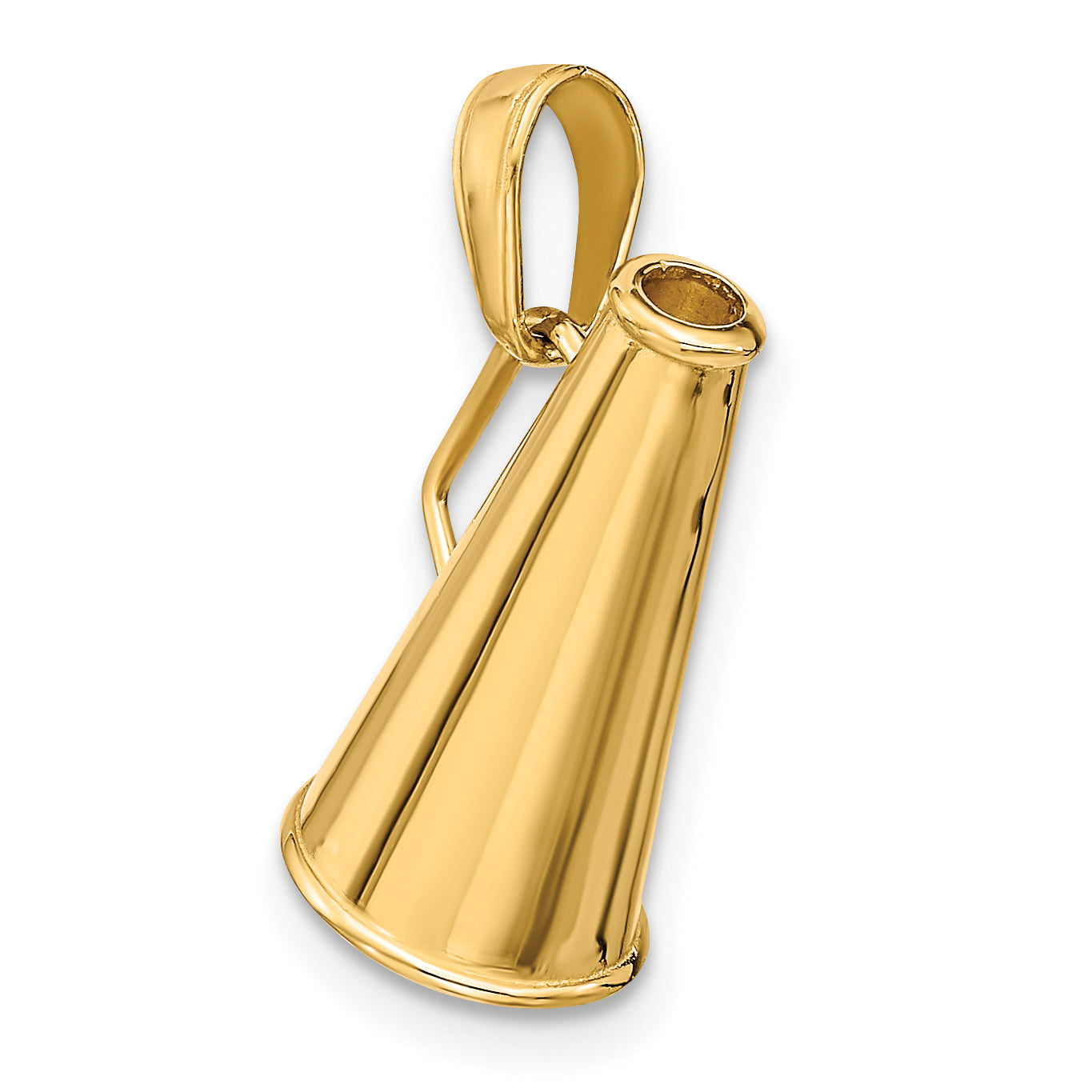 10K Polished 3-D Small Megaphone Pendant