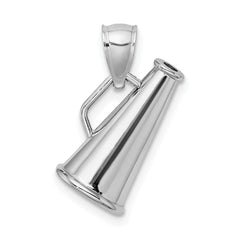 10K White Gold Polished 3-D Small Megaphone Pendant