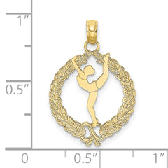 10K Solid Polished Framed Gymnast Pendant