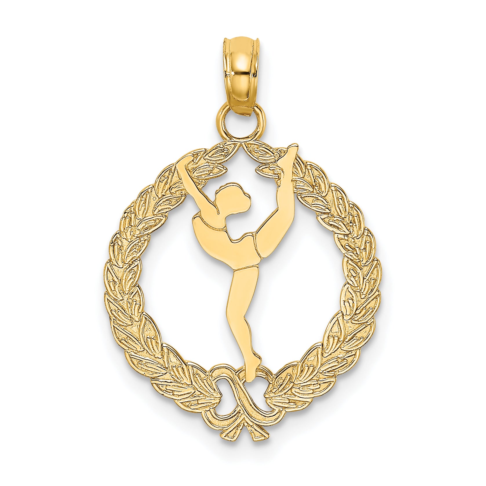 10K Solid Polished Framed Gymnast Pendant