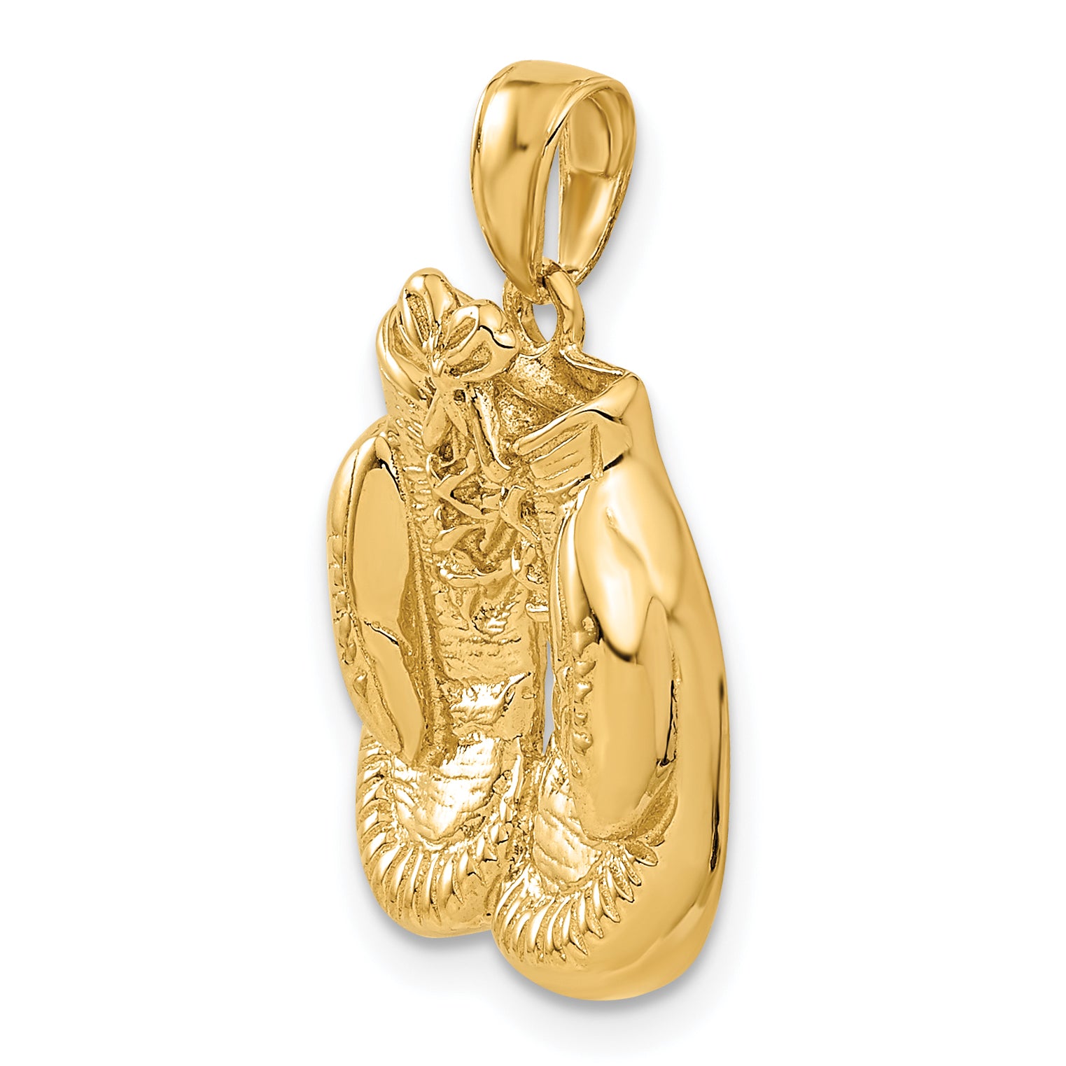 10k Solid Polished Open-Backed Boxing Gloves Pendant