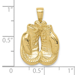 10k Solid Polished Open-Backed Boxing Gloves Pendant