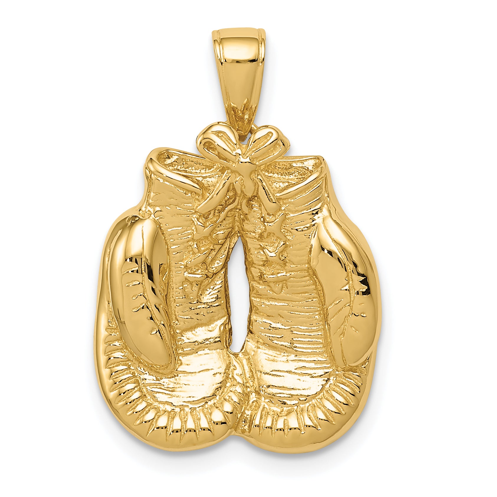 10k Solid Polished Open-Backed Boxing Gloves Pendant