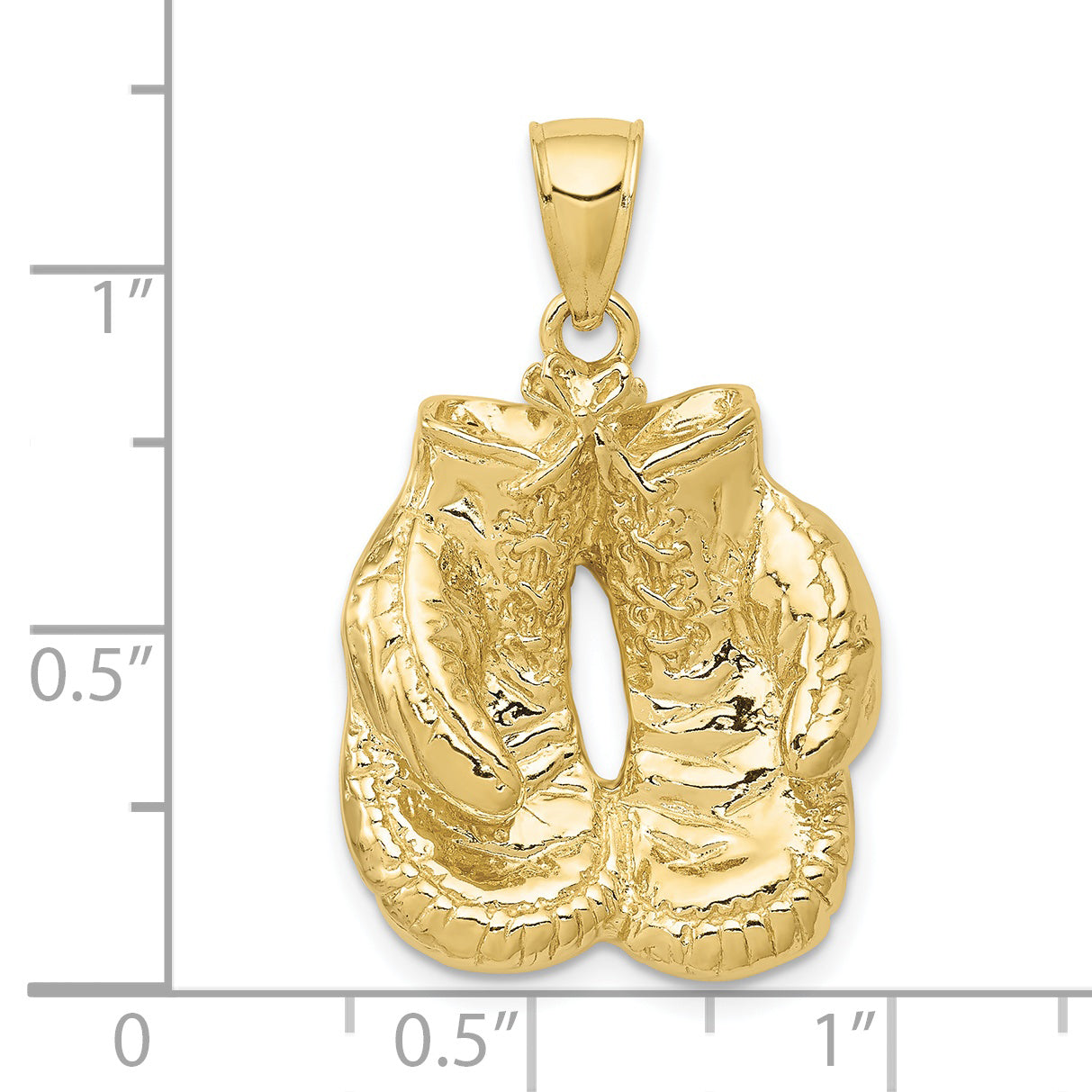 10K Solid Polished Open-Backed Boxing Gloves Pendant