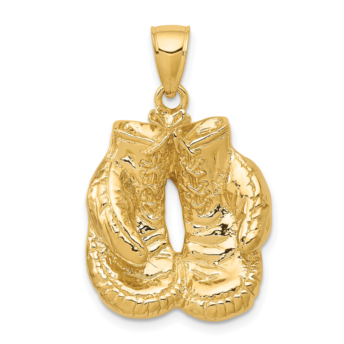 10K Solid Polished Open-Backed Boxing Gloves Pendant