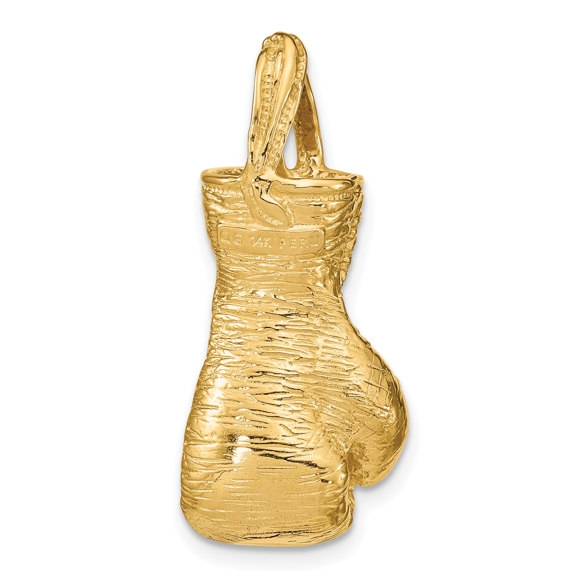 10K Hollow Polished 3-D Boxing Glove Pendant