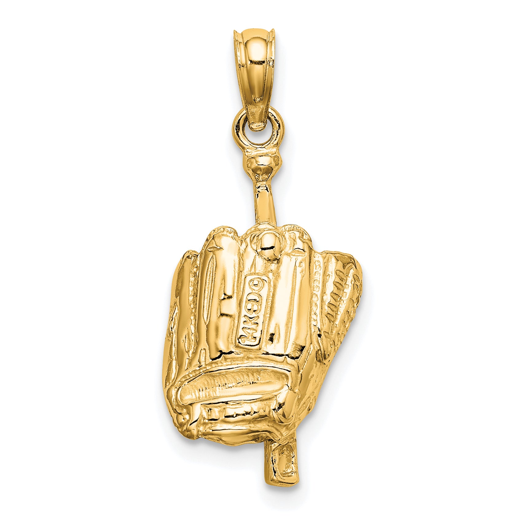 10K Polished 3-D Glove/Bat/Ball Baseball Pendant