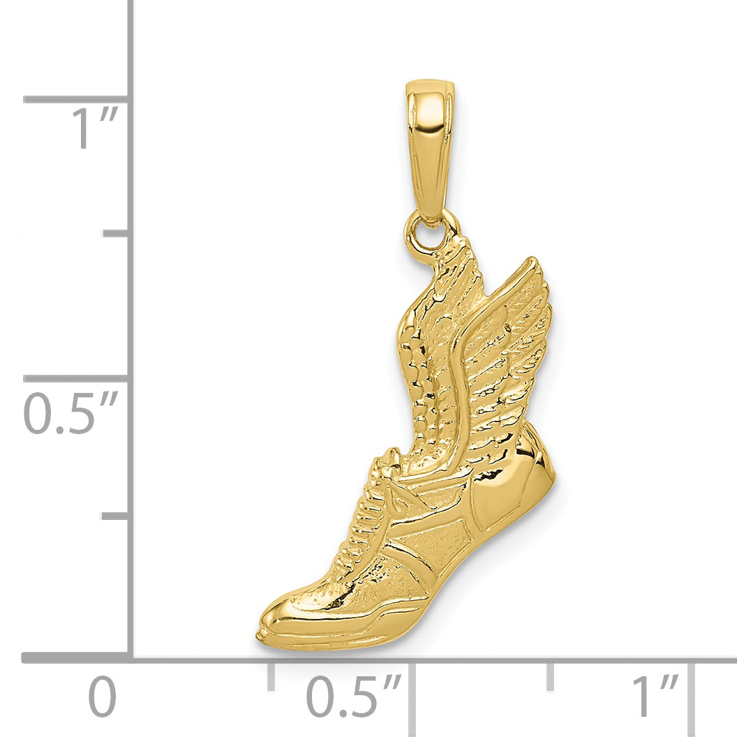 10K Polished Running Shoe Pendant