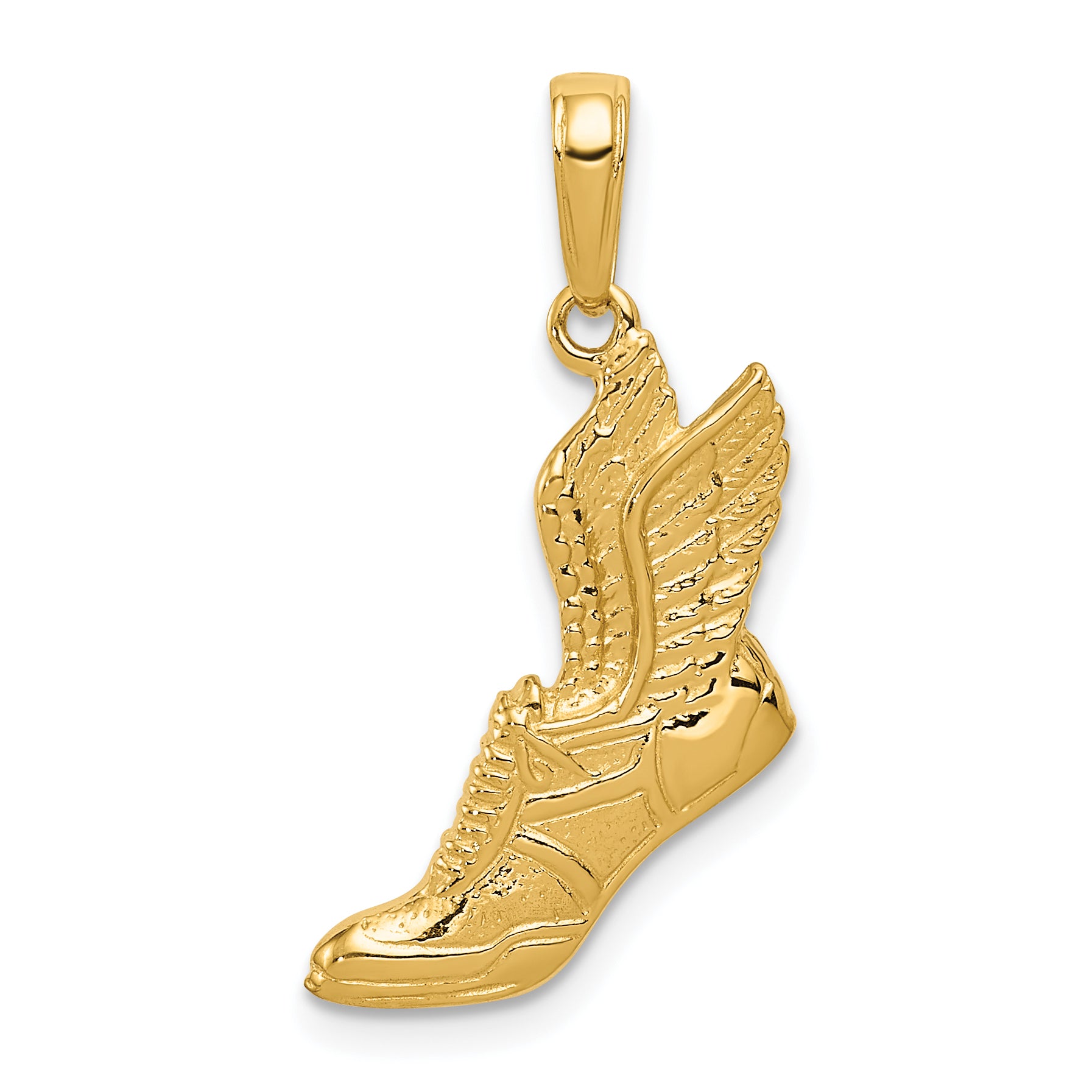 10K Polished Running Shoe Pendant