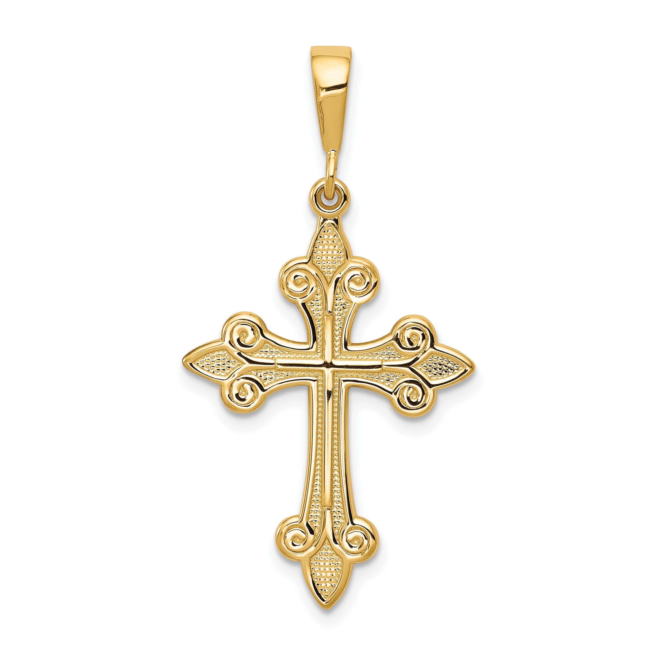 10k Fleur de Lis Cross Pendant