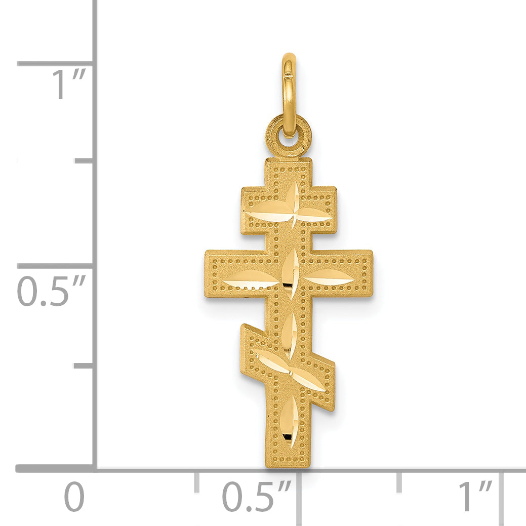 10K Solid Gold Eastern Orthodox Cross Pendant with Polished Finish