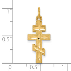 10K Solid Gold Eastern Orthodox Cross Pendant with Polished Finish