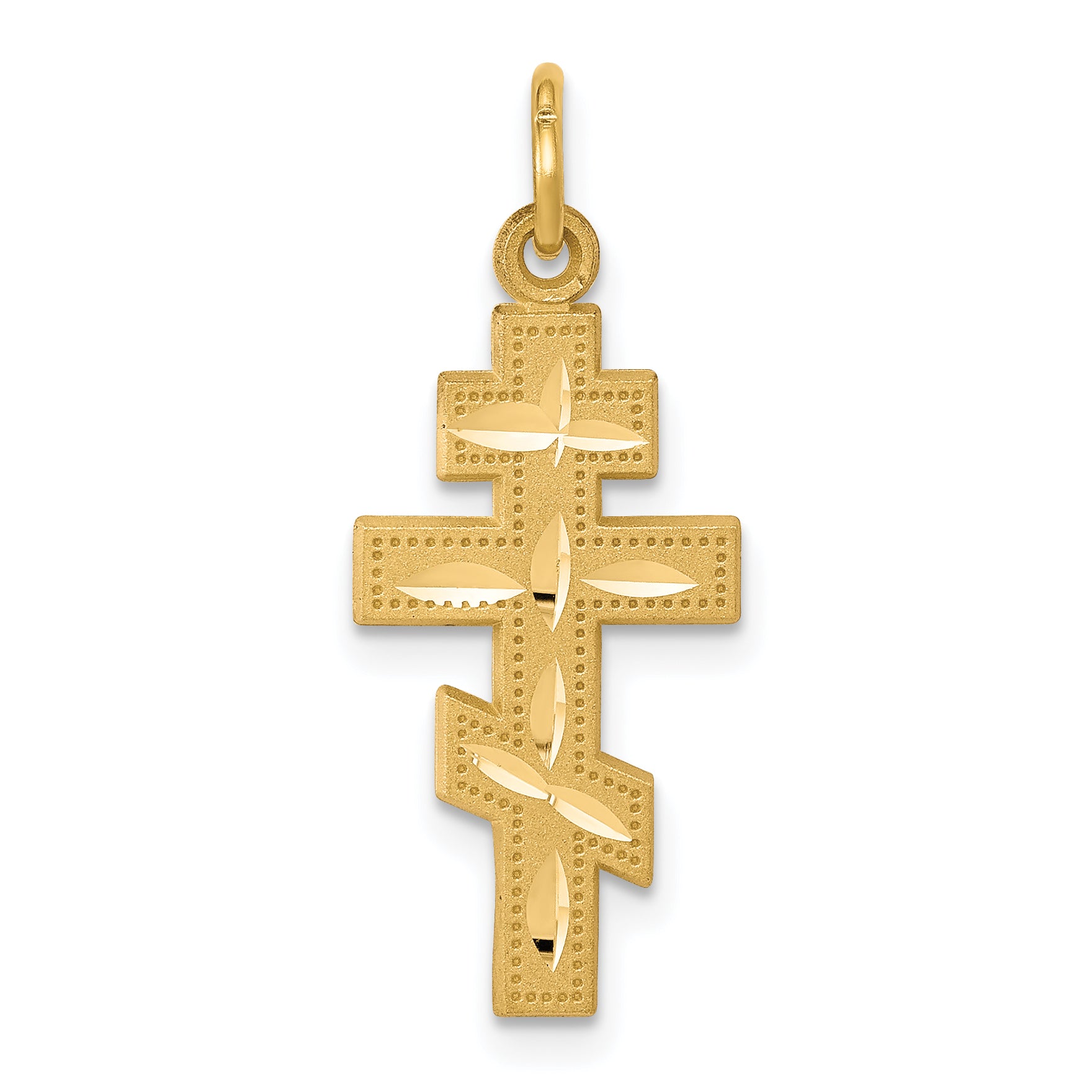 10k Solid Flat-Backed Eastern Orthodox Cross Pendant