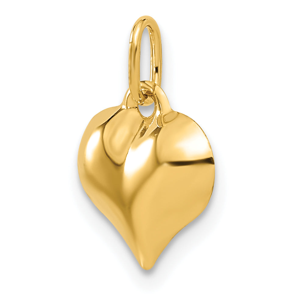 10K Polished 3-D Heart Pendant