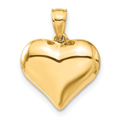 10K Polished 3-D Heart Pendant