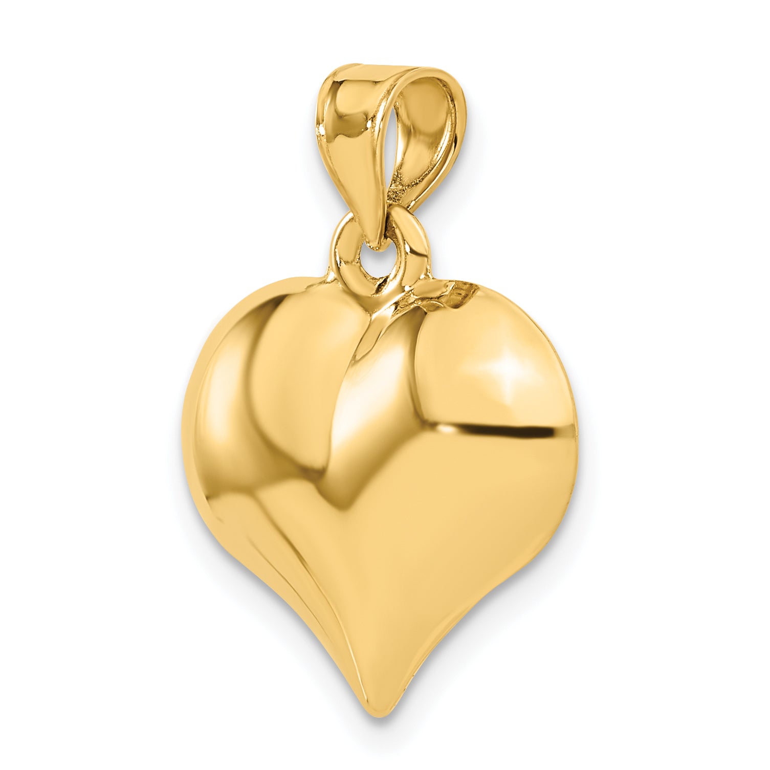 10K Polished 3-D Heart Pendant