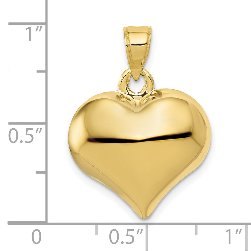 10K Polished 3-D Heart Pendant