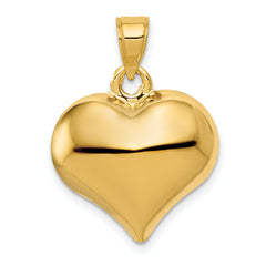 10K Polished 3-D Heart Pendant