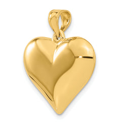 10K Polished 3-D Heart Pendant