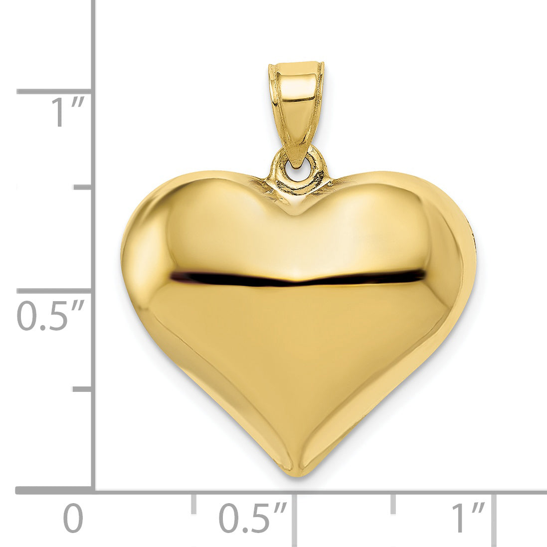 10K Polished 3-D Heart Pendant