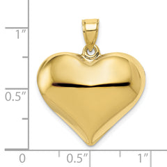 10K Polished 3-D Heart Pendant