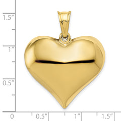 10K Polished 3-D Heart Pendant