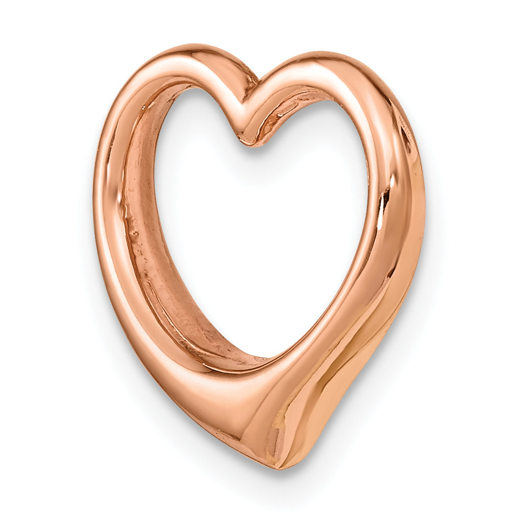 10K Rose Gold Polished Heart Chain Slide