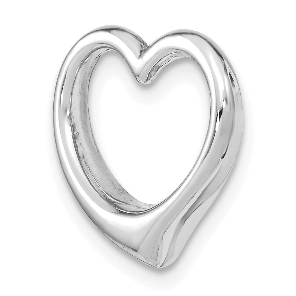 10K White Gold Polished Heart Chain Slide