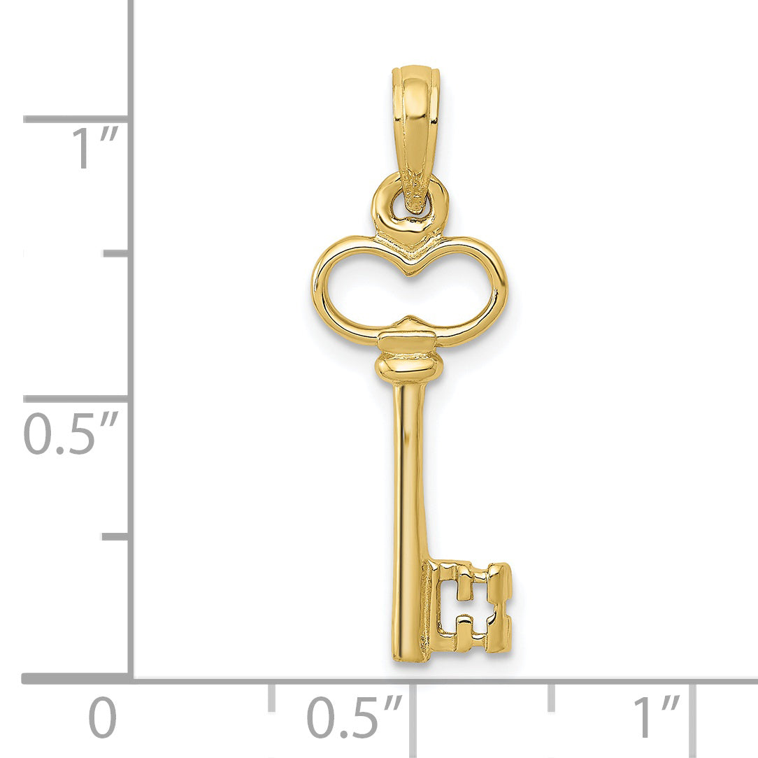 10K Polished 3-D Key Charm