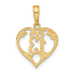 10k 13 in Heart Cut-out Pendant