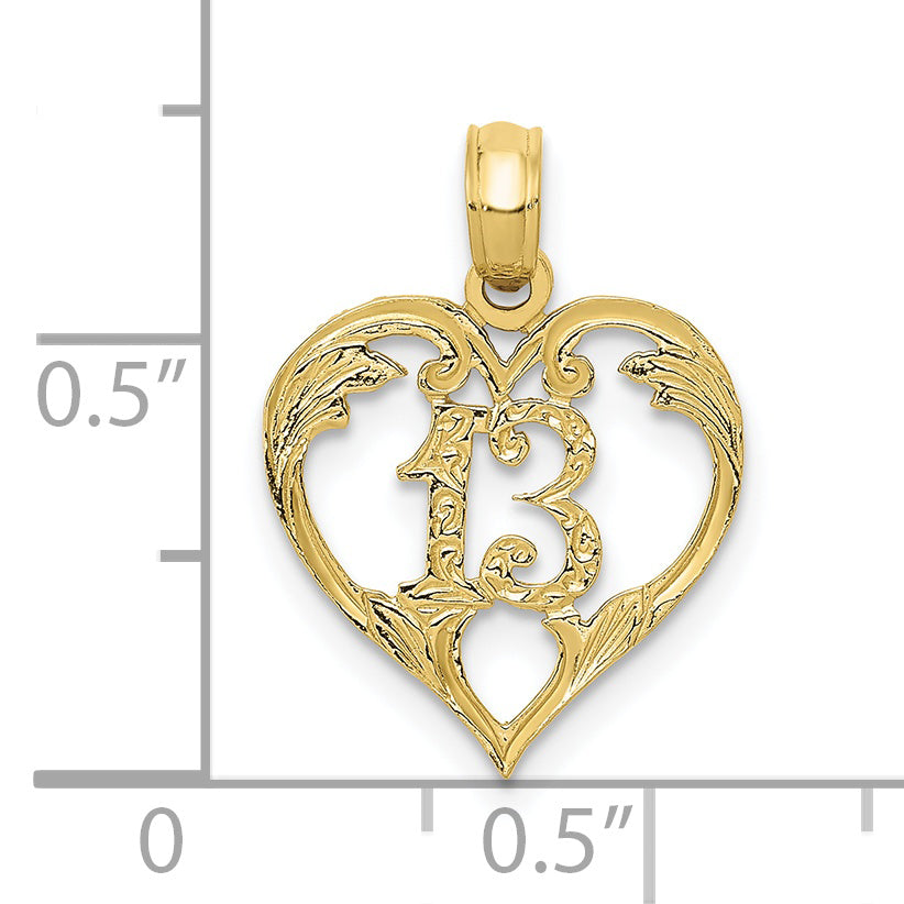 10k 13 in Heart Cut-out Pendant